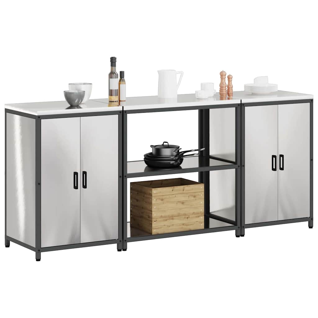 vidaXL Kitchen Storage Set HATTEM 3 pcs Silver Stainless Steel 3
