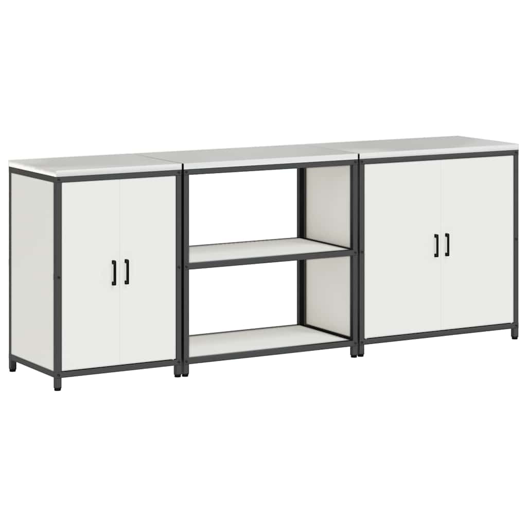 vidaXL Kitchen Storage Set HATTEM 3 pcs White Cold-rolled Steel 2