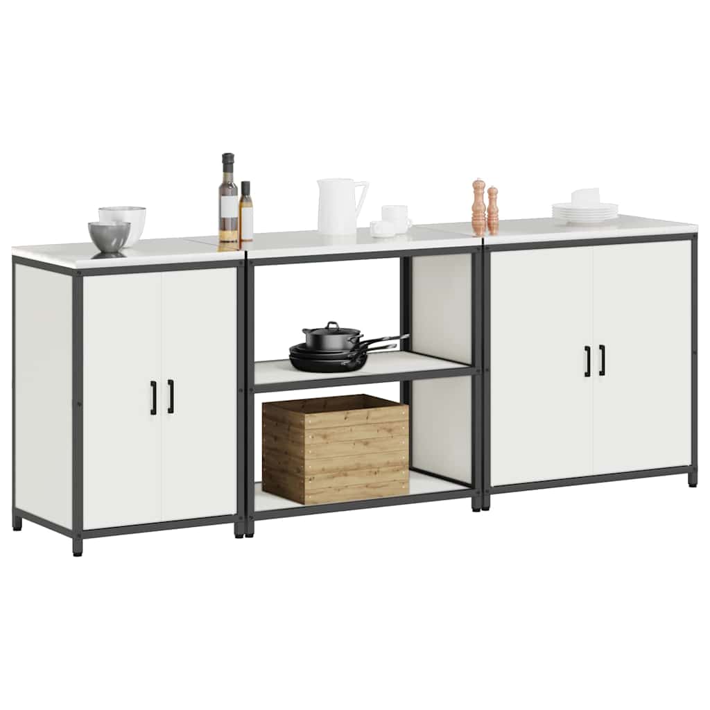 vidaXL Kitchen Storage Set HATTEM 3 pcs White Cold-rolled Steel 3