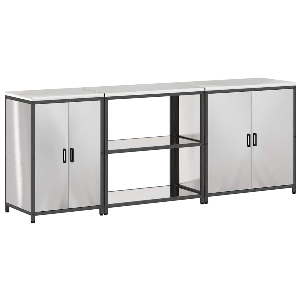 vidaXL Kitchen Storage Set HATTEM 3 pcs Silver Stainless Steel 2