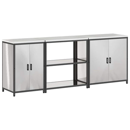 vidaXL Kitchen Storage Set HATTEM 3 pcs Silver Stainless Steel 2