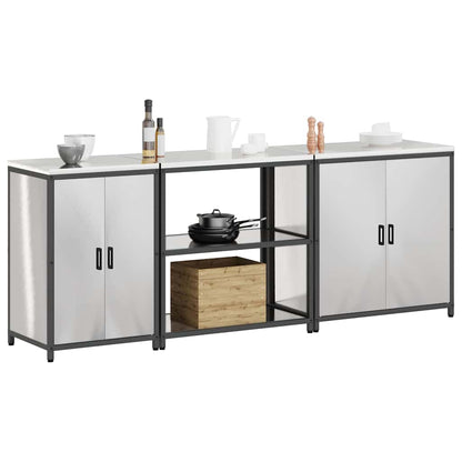 vidaXL Kitchen Storage Set HATTEM 3 pcs Silver Stainless Steel 3