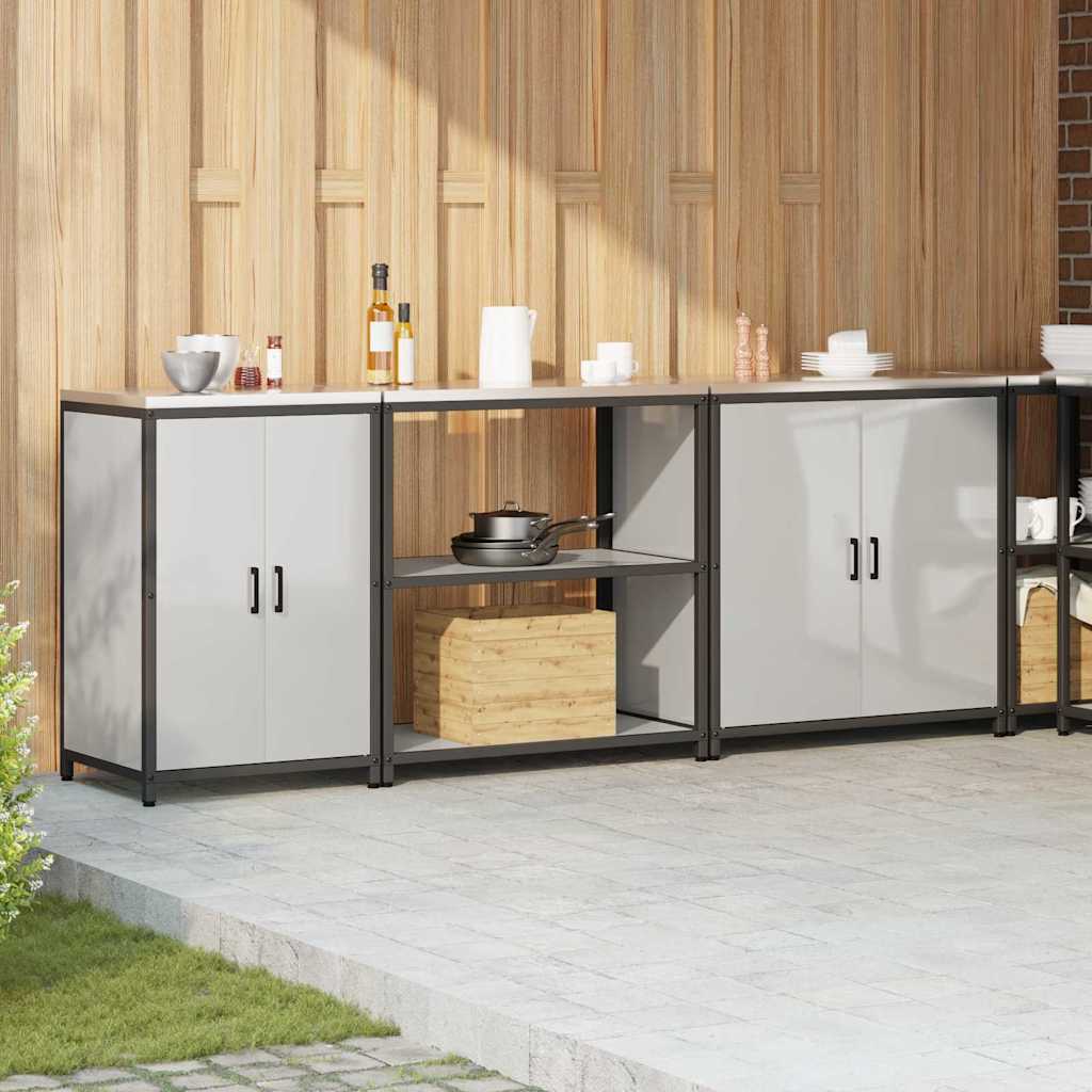 vidaXL Kitchen Storage Set HATTEM 3 pcs Silver Galvanised Steel 4