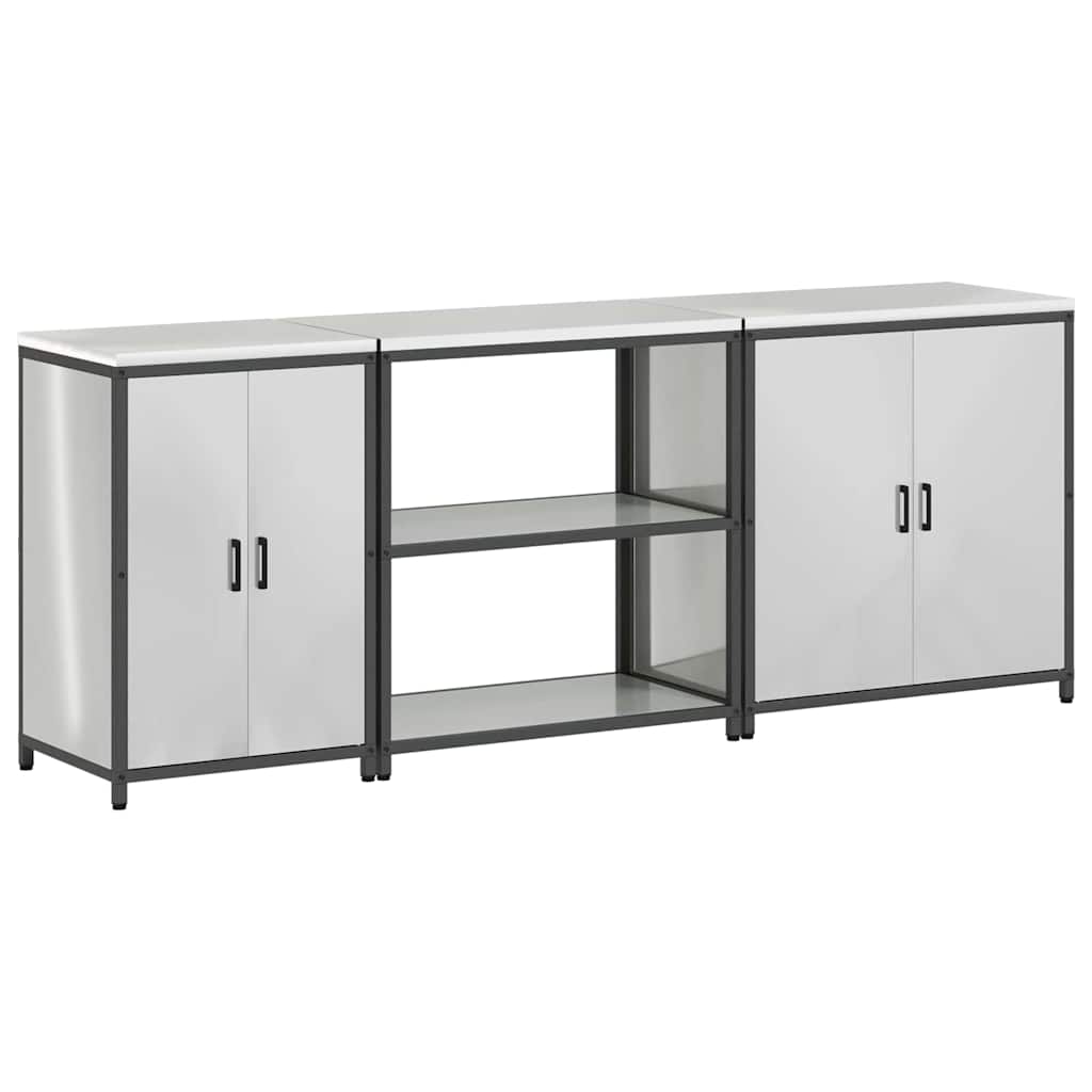 vidaXL Kitchen Storage Set HATTEM 3 pcs Silver Galvanised Steel 2