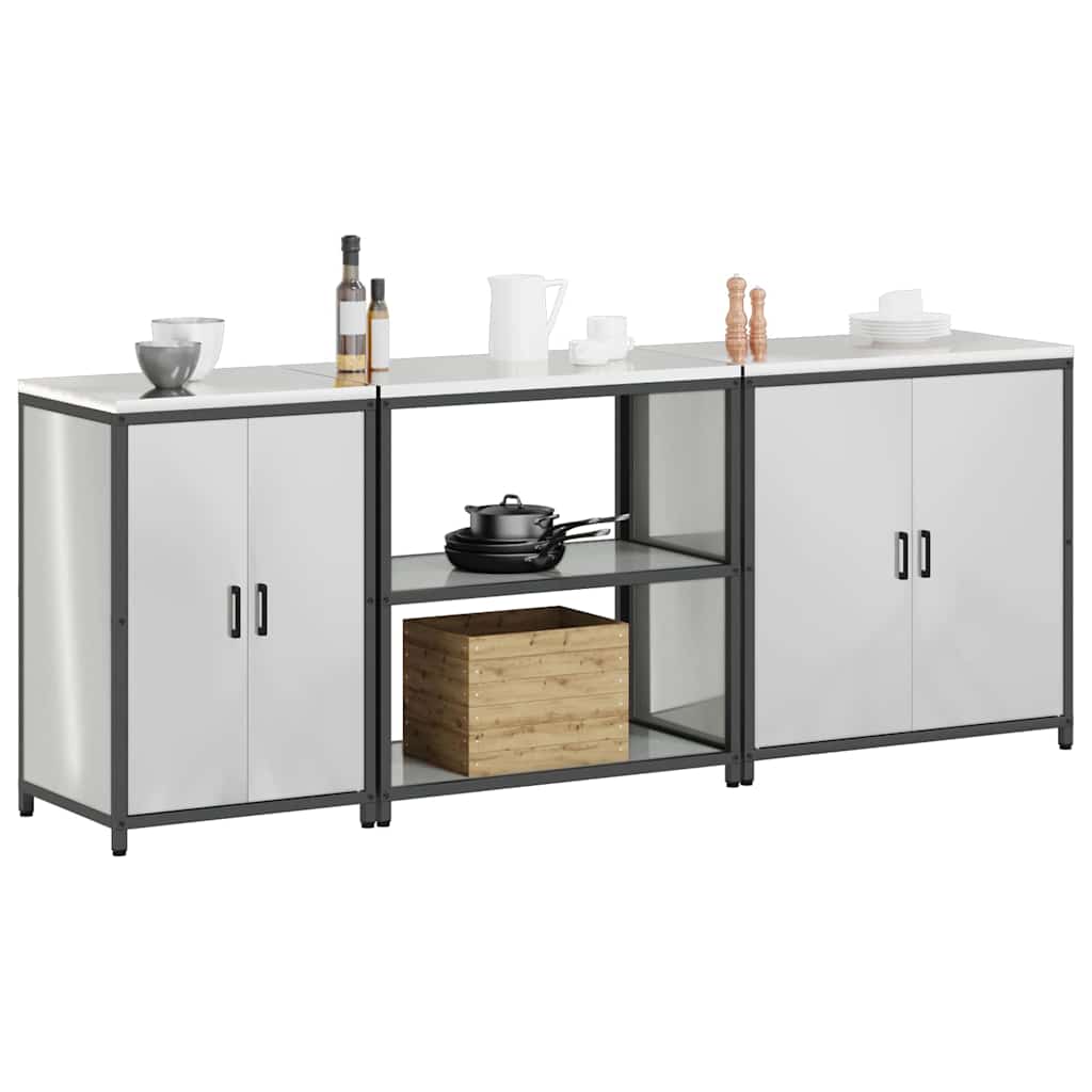 vidaXL Kitchen Storage Set HATTEM 3 pcs Silver Galvanised Steel 3