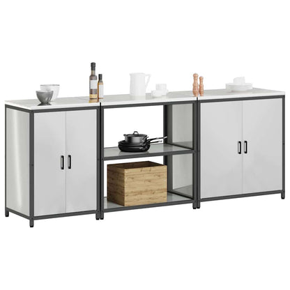 vidaXL Kitchen Storage Set HATTEM 3 pcs Silver Galvanised Steel 3