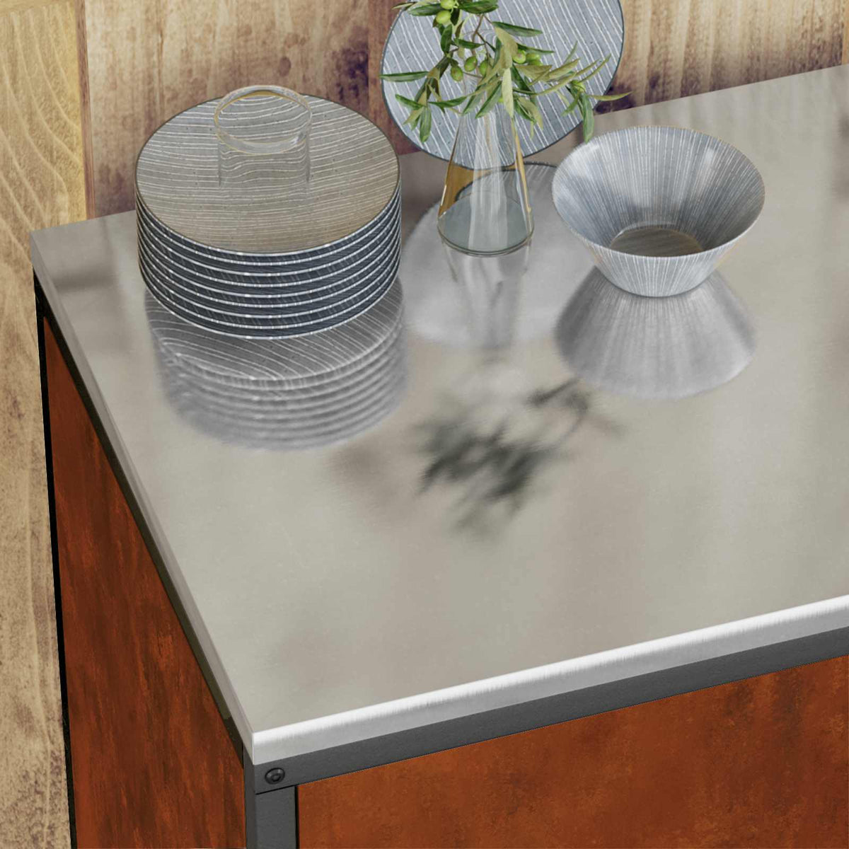 vidaXL Kitchen Storage Set HATTEM 3 pcs Rusty Steel 5