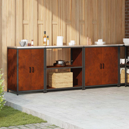 vidaXL Kitchen Storage Set HATTEM 3 pcs Rusty Steel 4