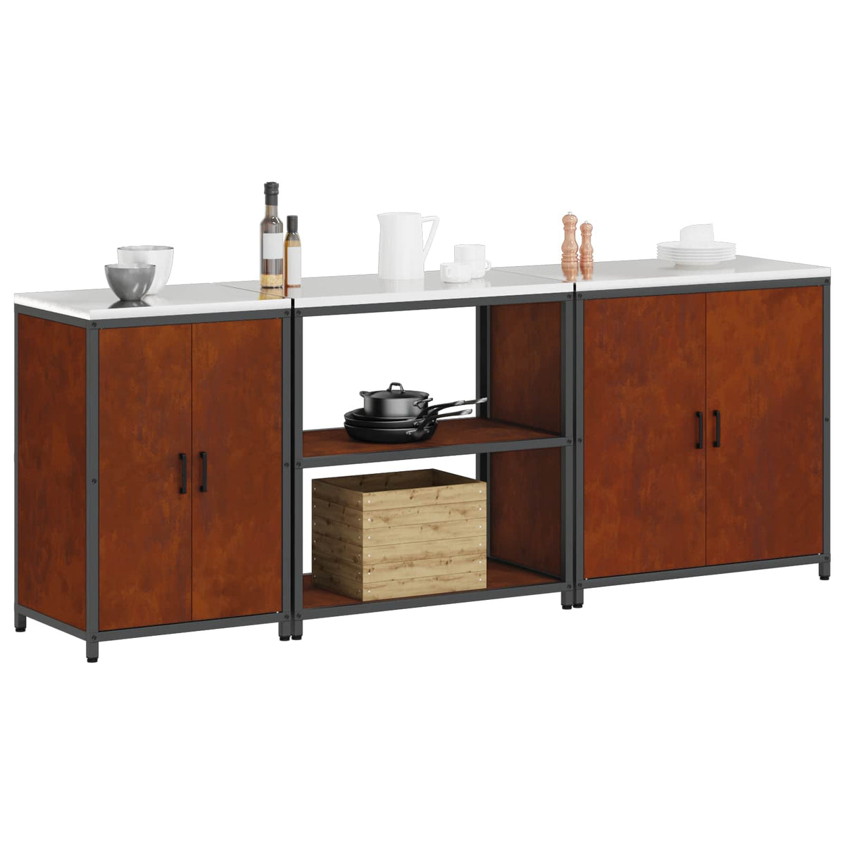 Kitchen Storage Set HATTEM 3 pcs Silver Weathering steel 240 x 50 x 92 cm