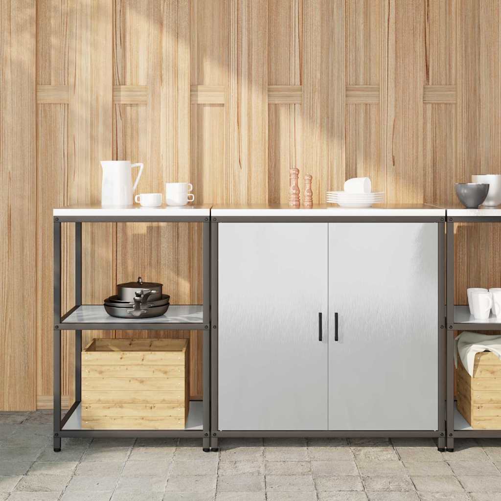 vidaXL Kitchen Storage Set HATTEM 2 pcs Silver Stainless Steel 1