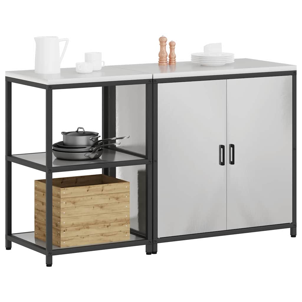 vidaXL Kitchen Storage Set HATTEM 2 pcs Silver Stainless Steel 3