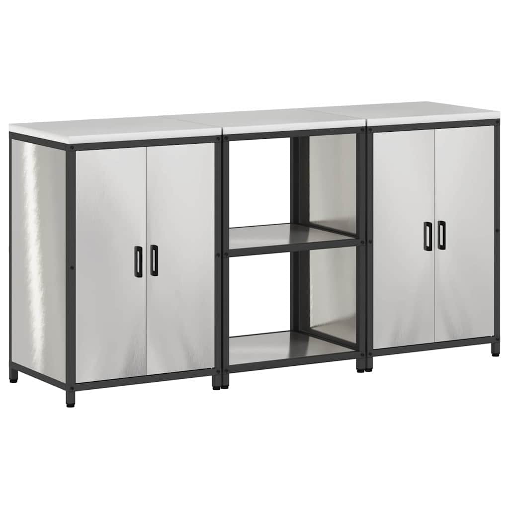 vidaXL Kitchen Storage Set HATTEM 3 pcs Silver Stainless Steel 2