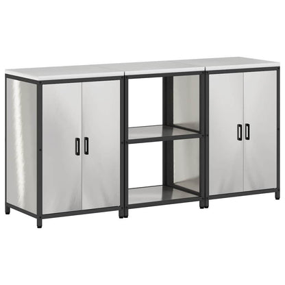 vidaXL Kitchen Storage Set HATTEM 3 pcs Silver Stainless Steel 2