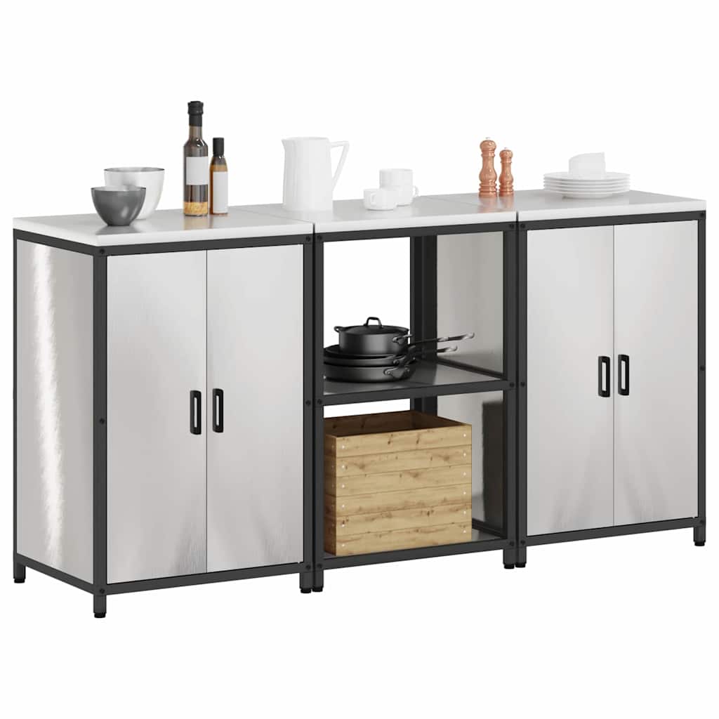 vidaXL Kitchen Storage Set HATTEM 3 pcs Silver Stainless Steel 3
