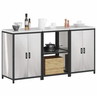 vidaXL Kitchen Storage Set HATTEM 3 pcs Silver Stainless Steel 3