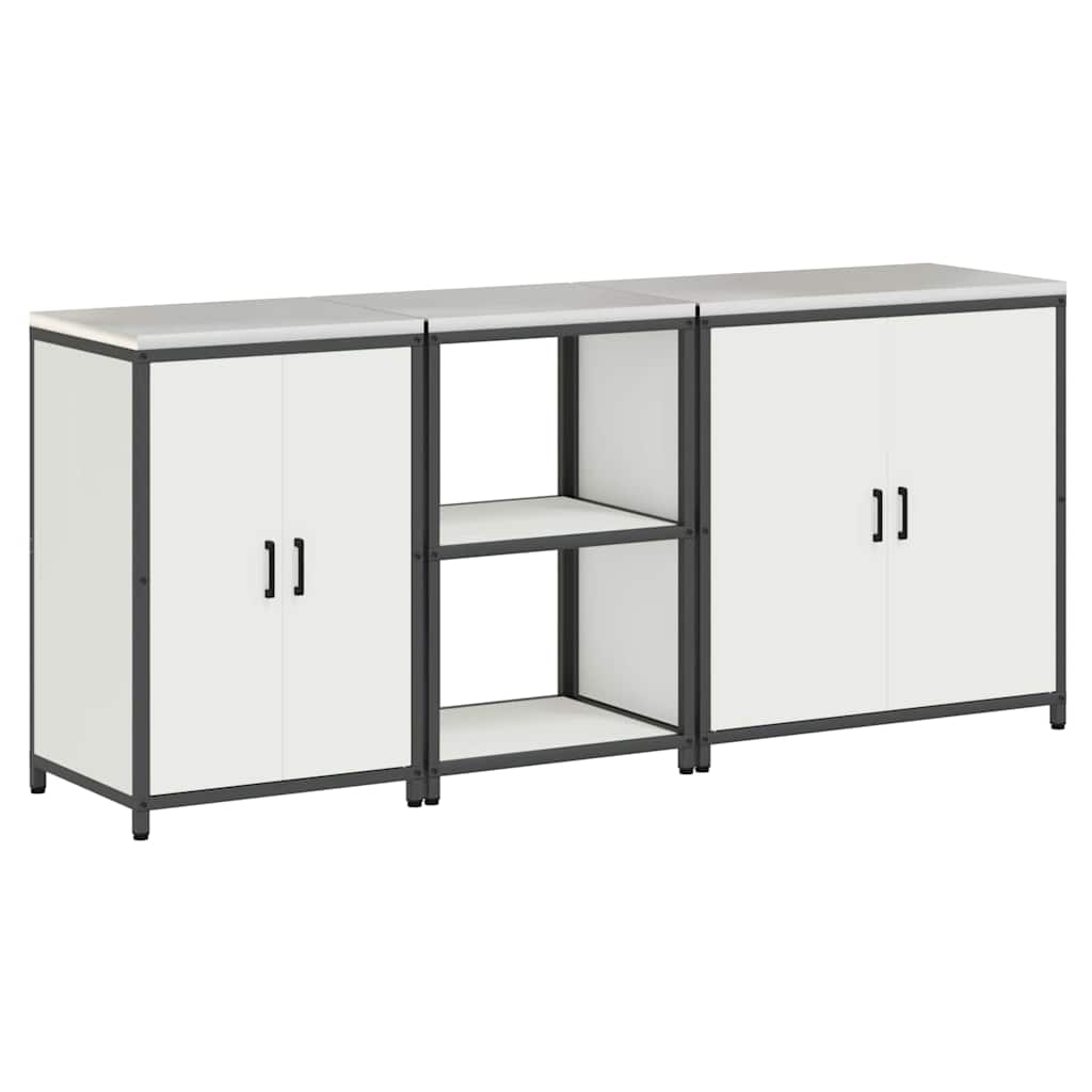 vidaXL Kitchen Storage Set HATTEM 3 pcs White Cold-rolled Steel 2