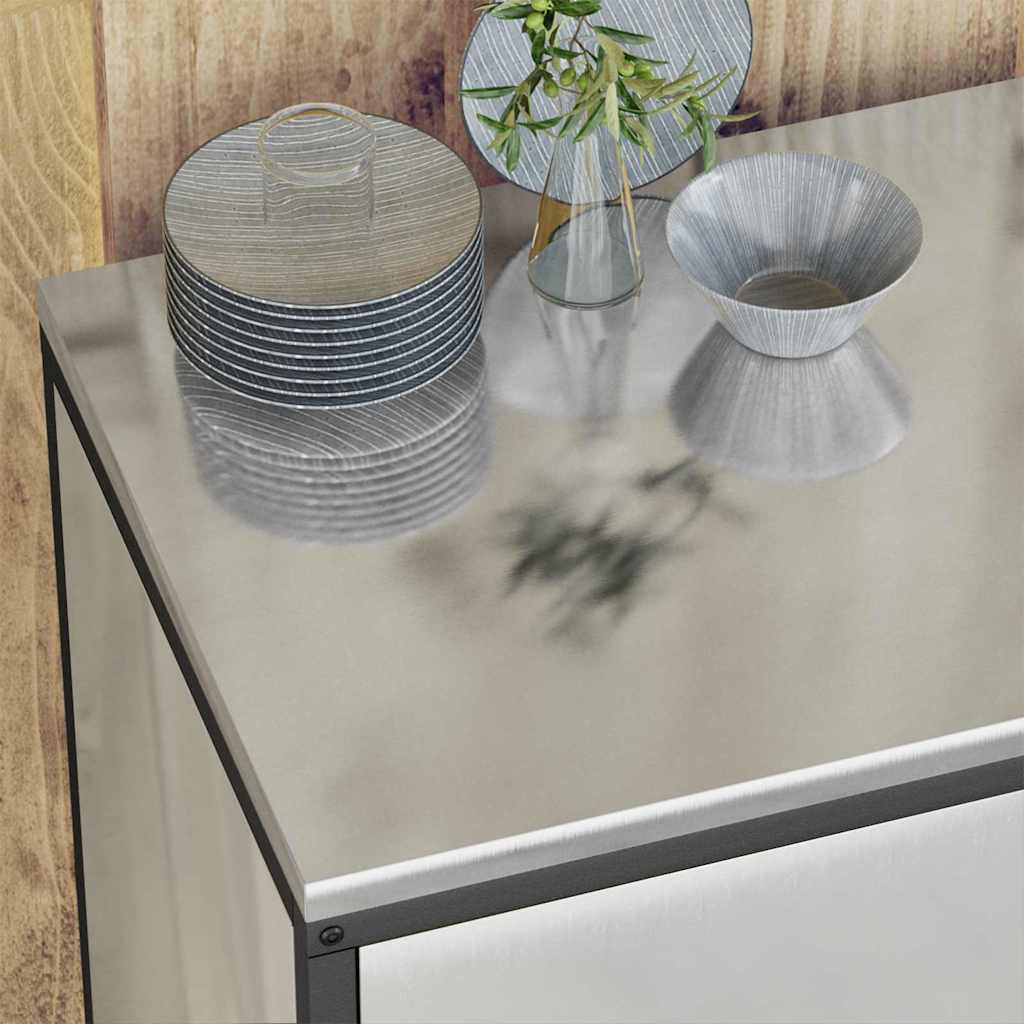 vidaXL Kitchen Storage Set HATTEM 3 pcs Silver Galvanised Steel 5