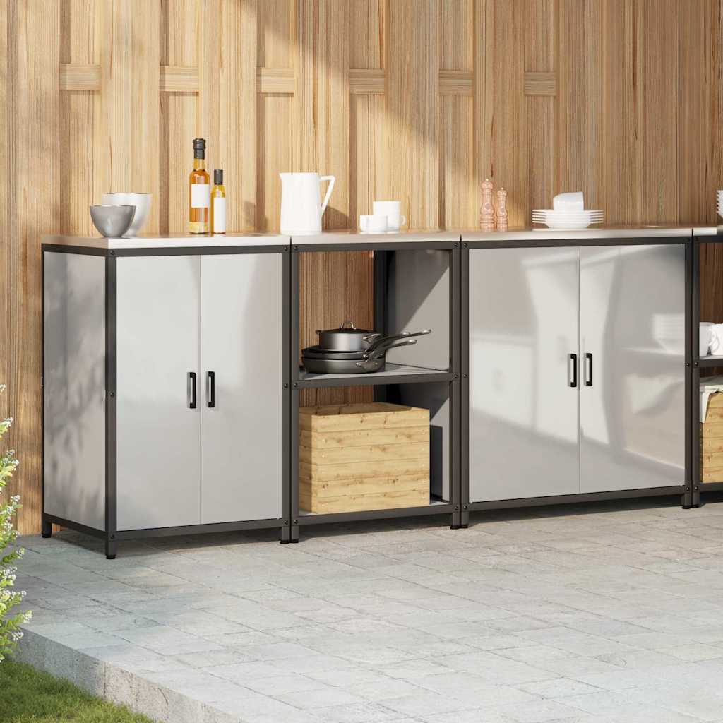 vidaXL Kitchen Storage Set HATTEM 3 pcs Silver Galvanised Steel 4