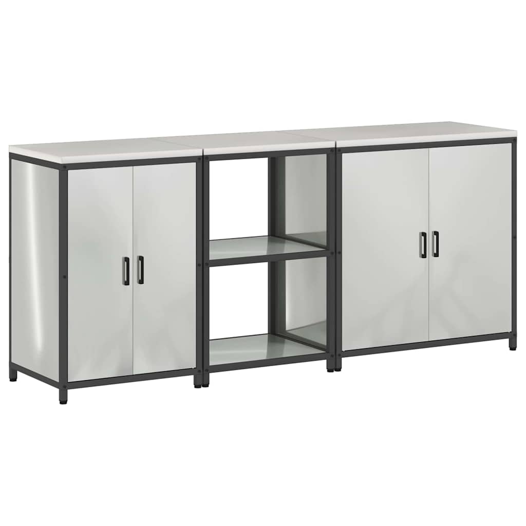 vidaXL Kitchen Storage Set HATTEM 3 pcs Silver Galvanised Steel 2