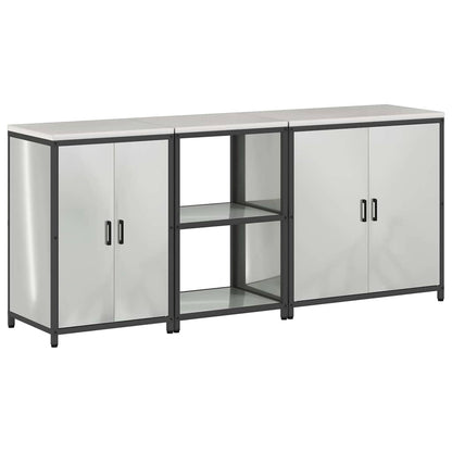 vidaXL Kitchen Storage Set HATTEM 3 pcs Silver Galvanised Steel 2