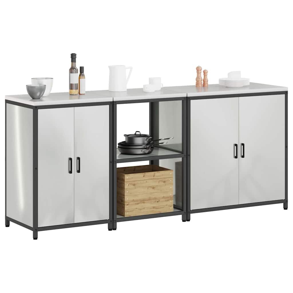 vidaXL Kitchen Storage Set HATTEM 3 pcs Silver Galvanised Steel 3