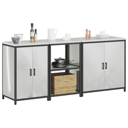 vidaXL Kitchen Storage Set HATTEM 3 pcs Silver Galvanised Steel 3