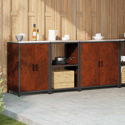 vidaXL Kitchen Storage Set HATTEM 3 pcs Rusty Steel 4