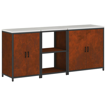 vidaXL Kitchen Storage Set HATTEM 3 pcs Rusty Steel 2