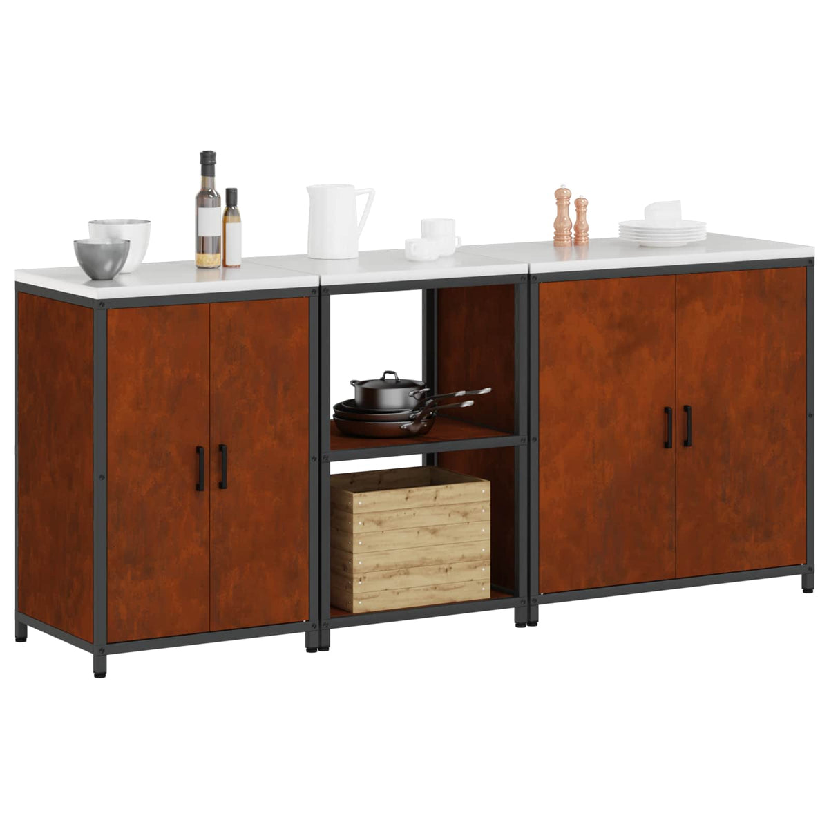 Kitchen Storage Set HATTEM 3 pcs Silver Weathering steel 210 x 50 x 92 cm