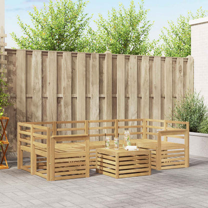 Outdoor Sofa Set 7 pcs 6-Seaters Solid Acacia Wood White Open frame