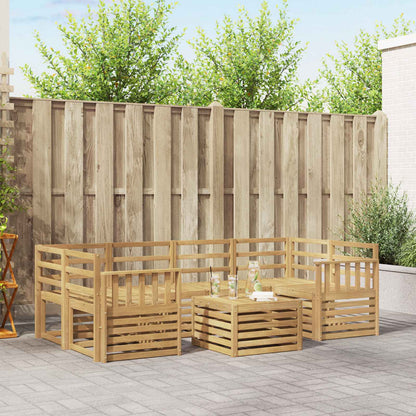 Outdoor Sofa Set 7 pcs 6-Seaters Solid Acacia Wood White Vertical slats