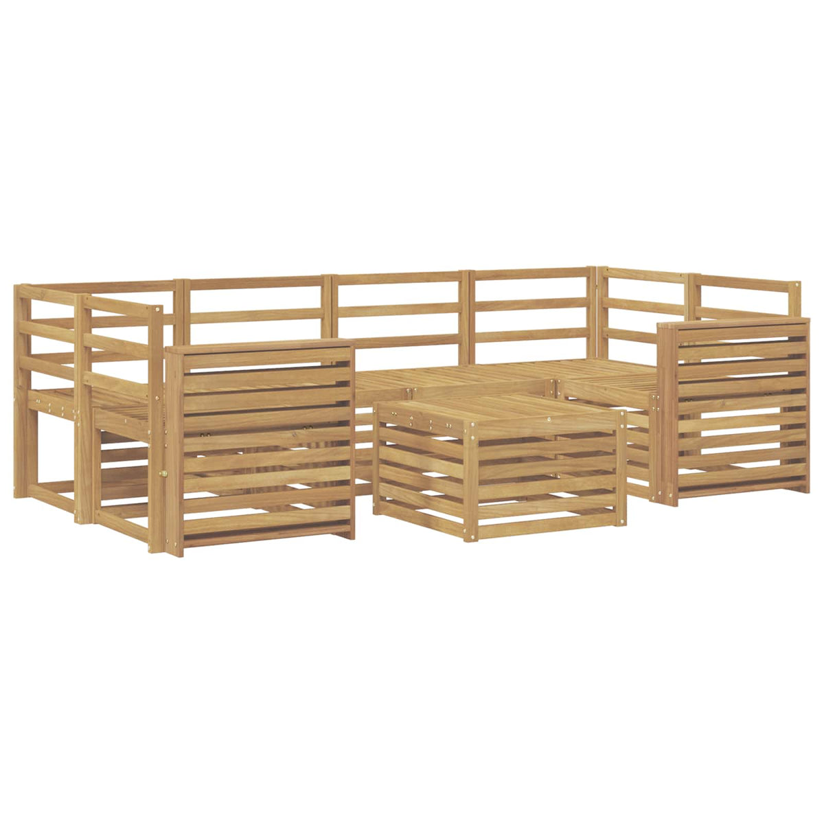 vidaXL Outdoor Sofa Set 7 pcs 6-Seaters White Solid Acacia Wood 2