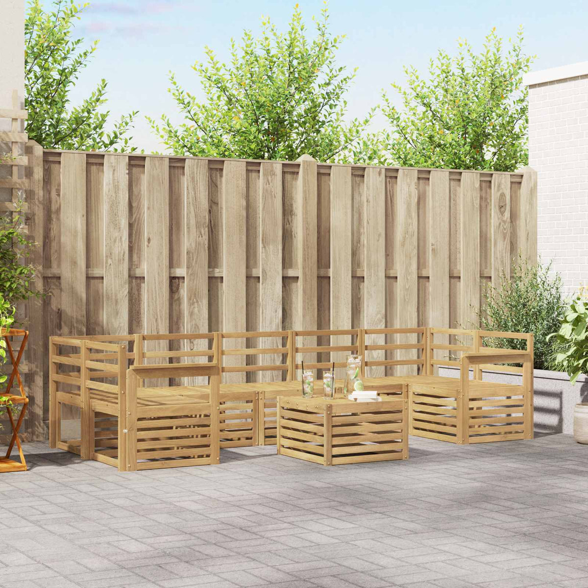 vidaXL Outdoor Sofa Set 8 pcs 7-Seaters White Solid Acacia Wood 1