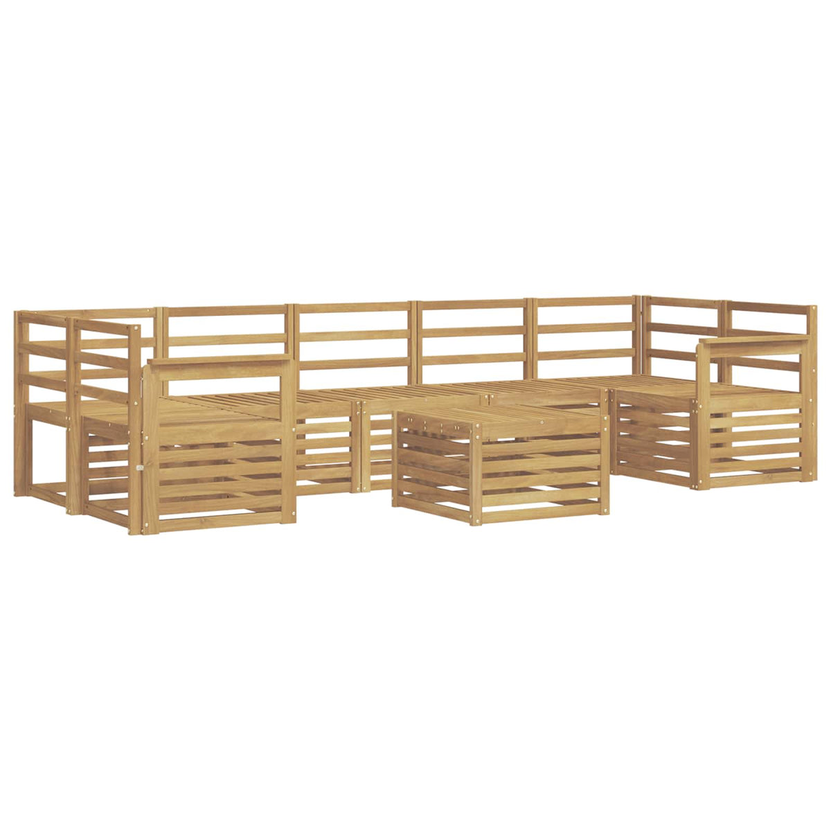 vidaXL Outdoor Sofa Set 8 pcs 7-Seaters White Solid Acacia Wood 2