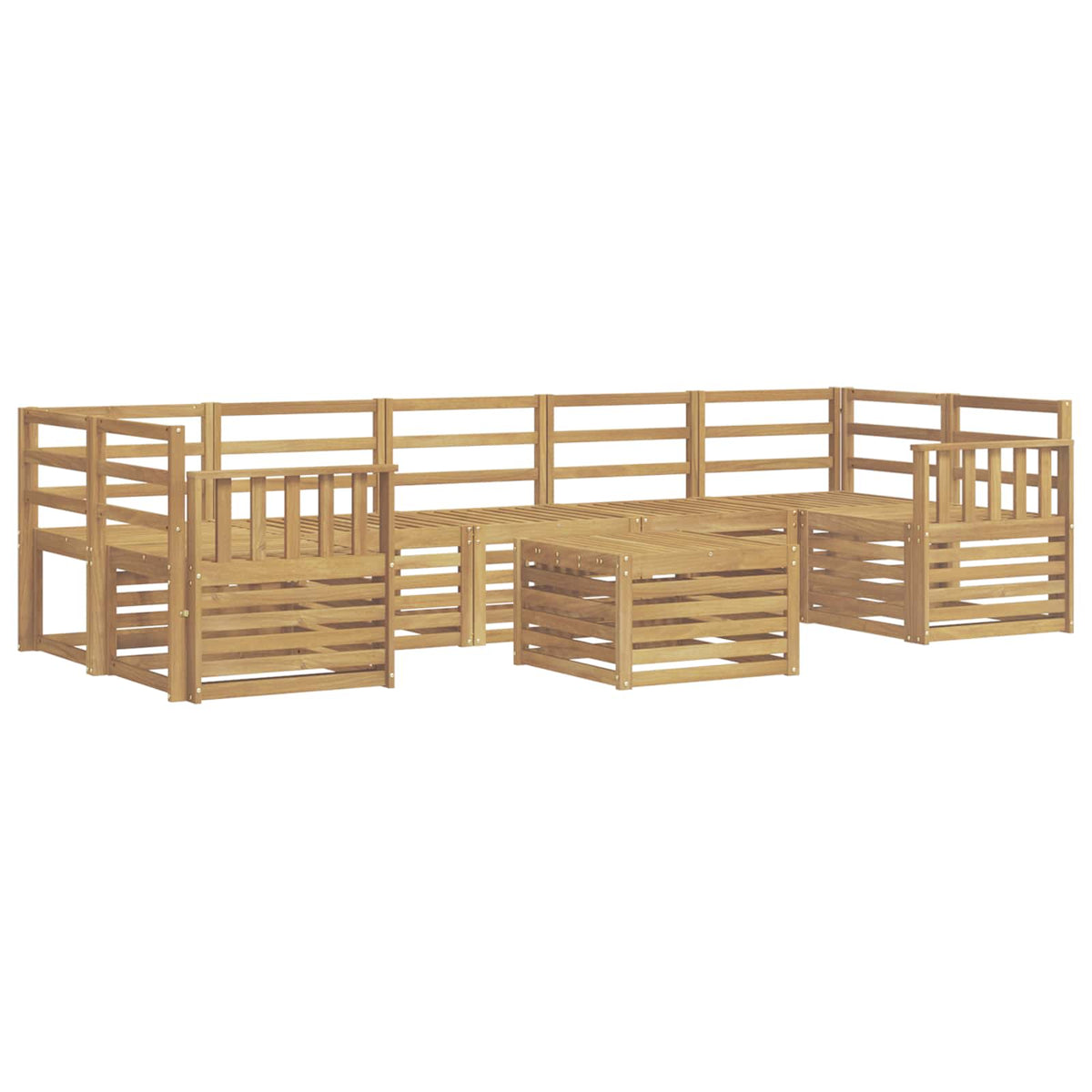 vidaXL Outdoor Sofa Set 8 pcs 7-Seaters White Solid Acacia Wood 2