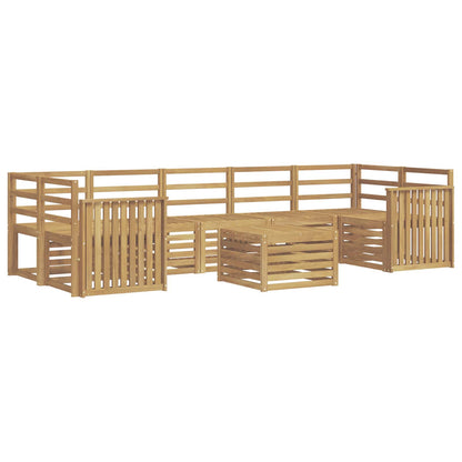 Outdoor Sofa Set 8 pcs 7-Seaters Solid Acacia Wood White Track