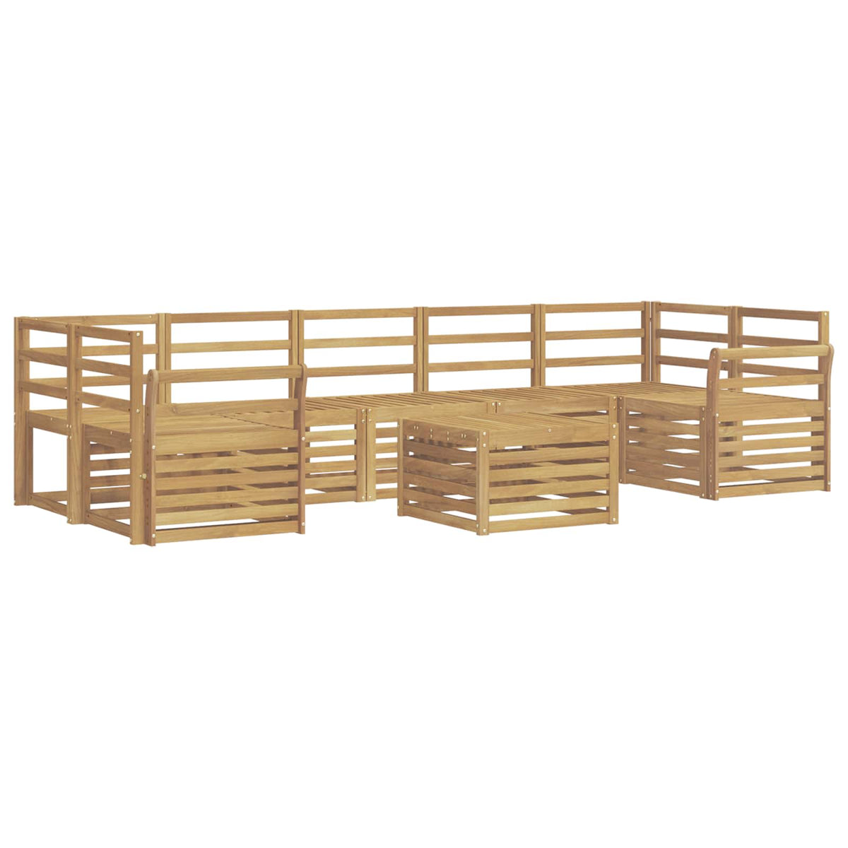 vidaXL Outdoor Sofa Set 8 pcs 7-Seaters White Solid Acacia Wood 2