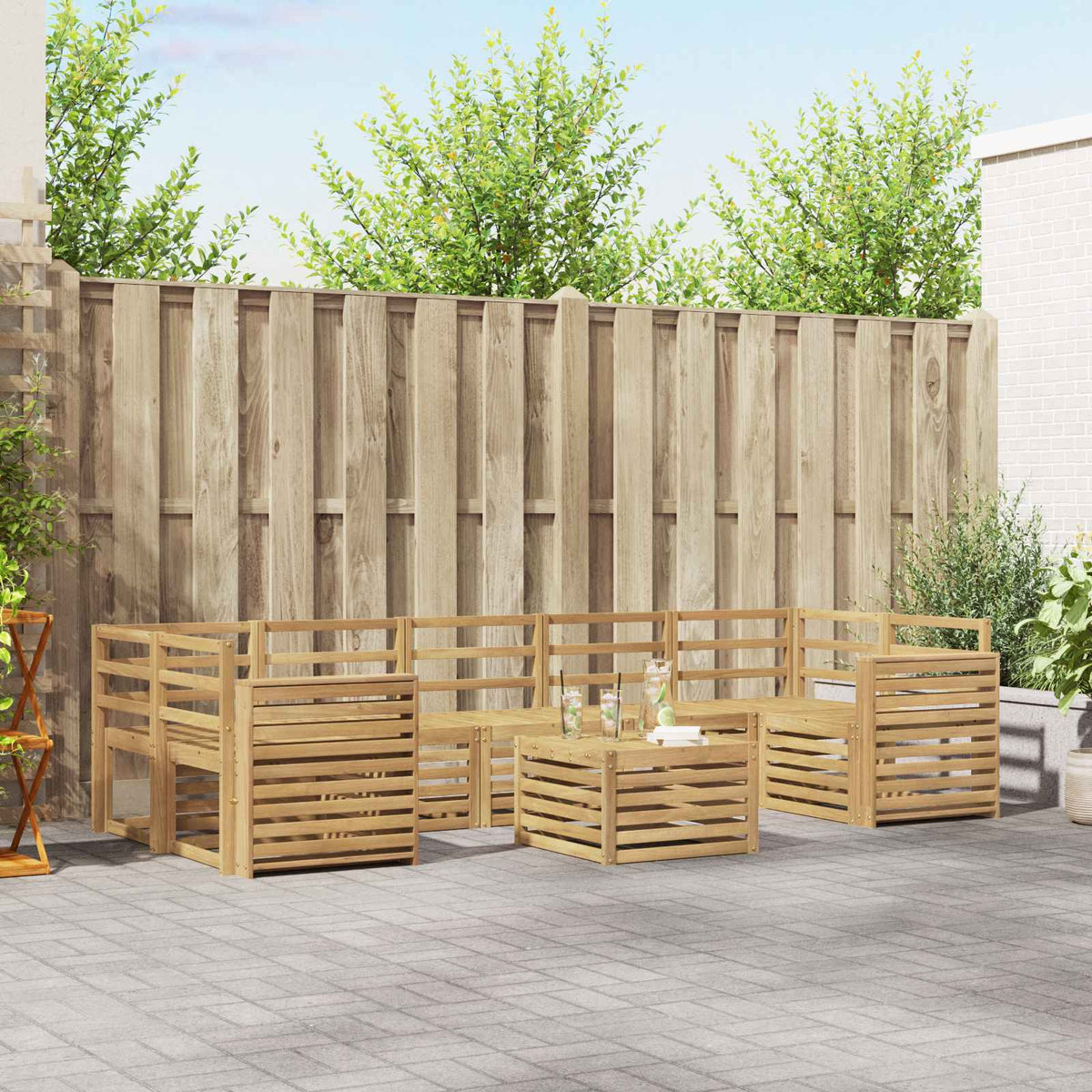 vidaXL Outdoor Sofa Set 8 pcs 7-Seaters White Solid Acacia Wood 1