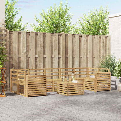 Outdoor Sofa Set 8 pcs 7-Seaters Solid Acacia Wood White Wide flat