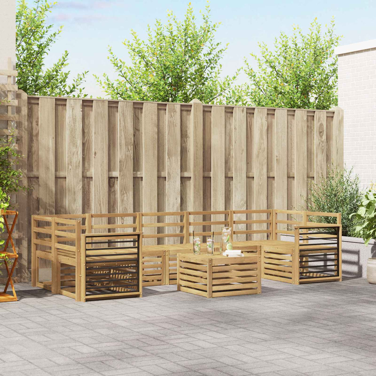 vidaXL Outdoor Sofa Set 8 pcs 7-Seaters White Solid Acacia Wood 1
