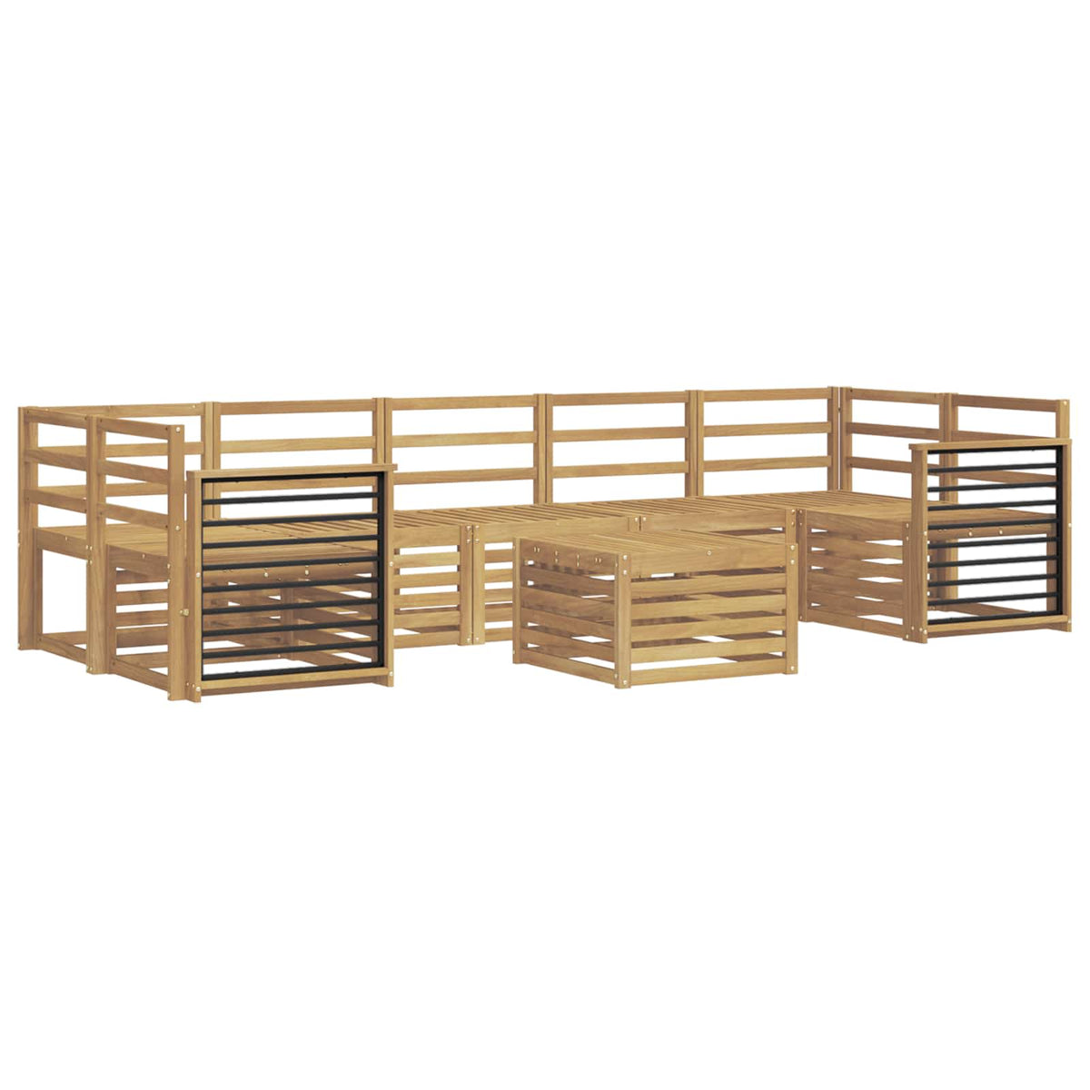 Outdoor Sofa Set 8 pcs 7-Seaters Solid Acacia Wood White Straight