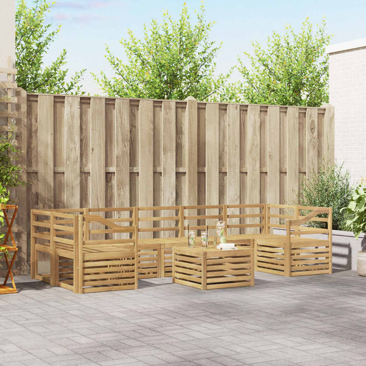 vidaXL Outdoor Sofa Set 8 pcs 7-Seaters White Solid Acacia Wood 1