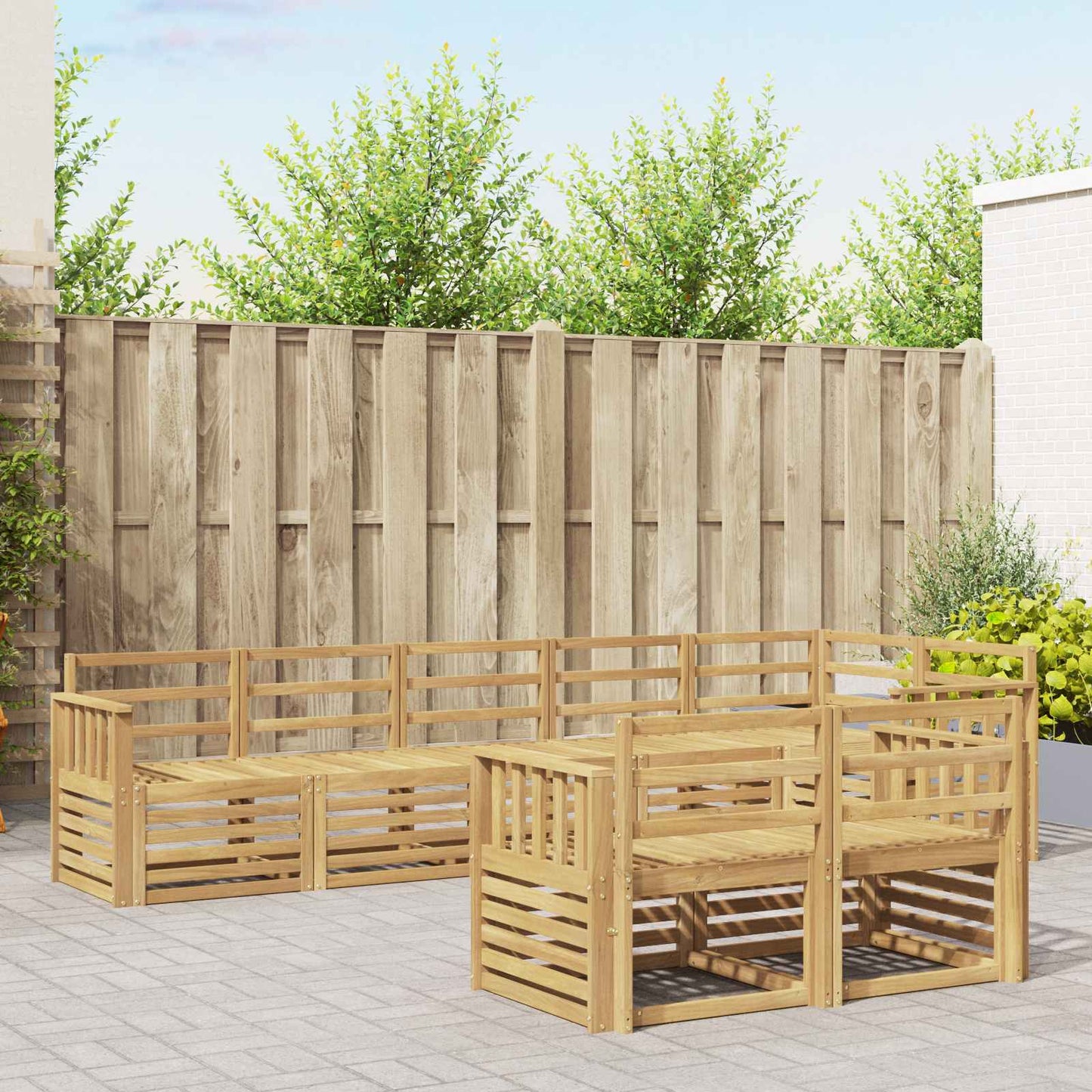 vidaXL Outdoor Sofa Set 8 pcs White Solid Acacia Wood 1
