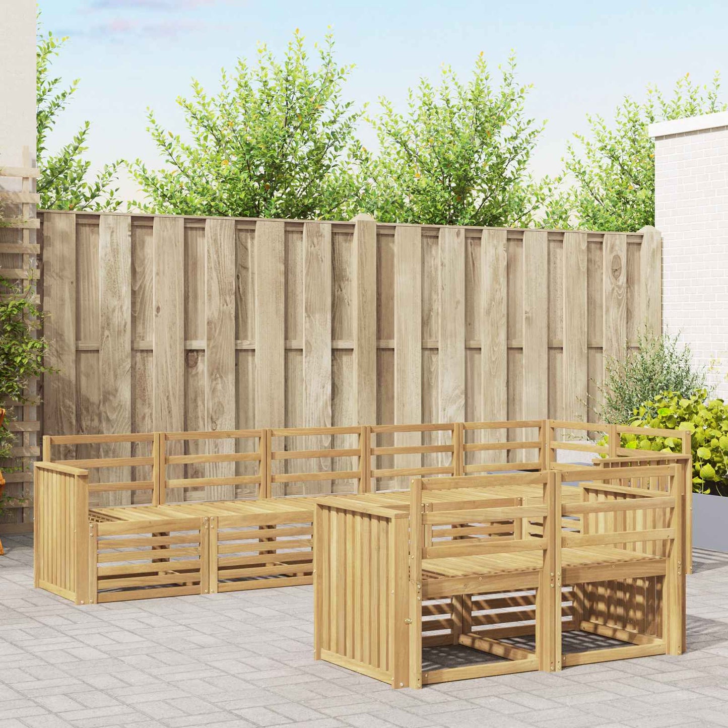 vidaXL Outdoor Sofa Set 8 pcs White Solid Acacia Wood 1