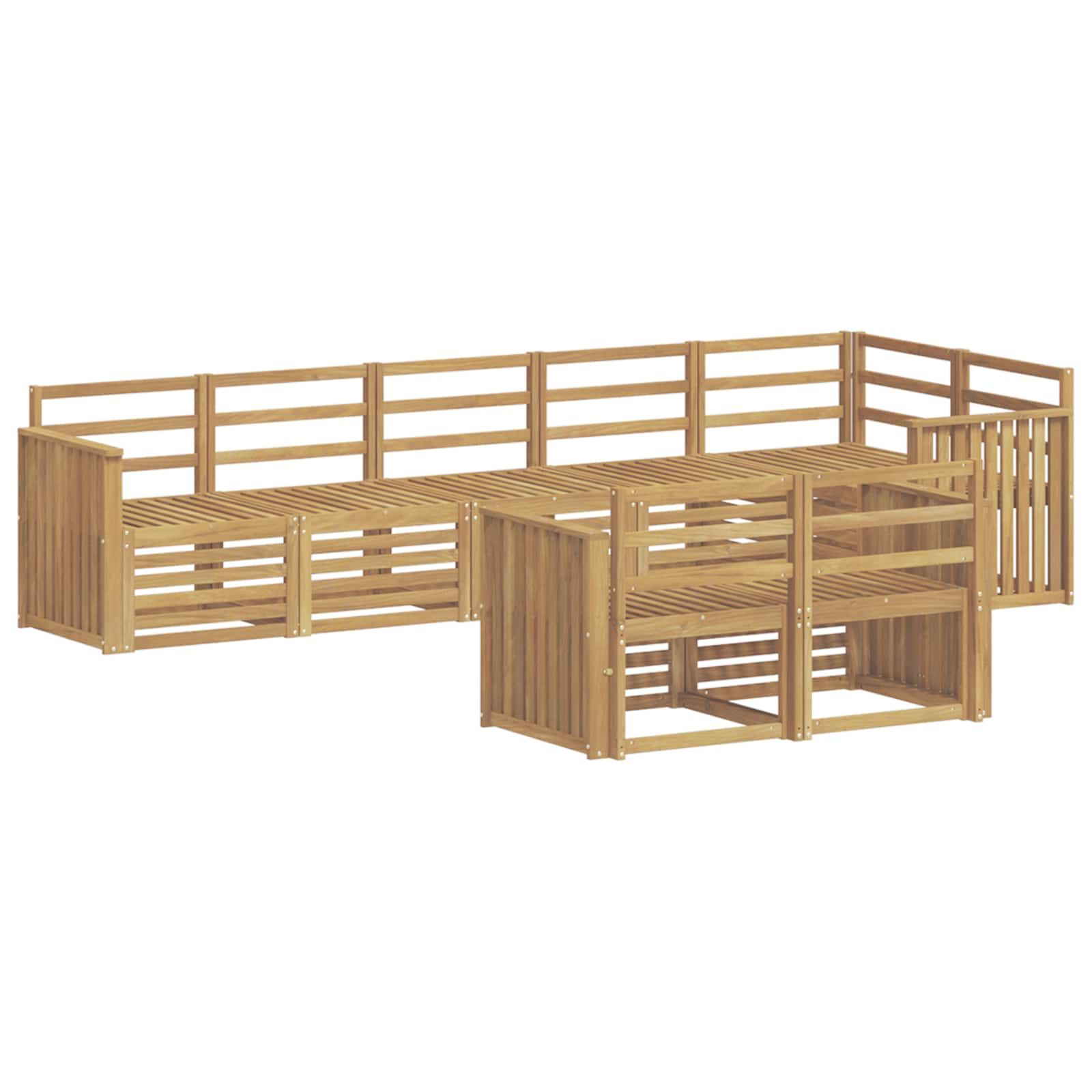 vidaXL Outdoor Sofa Set 8 pcs White Solid Acacia Wood 2