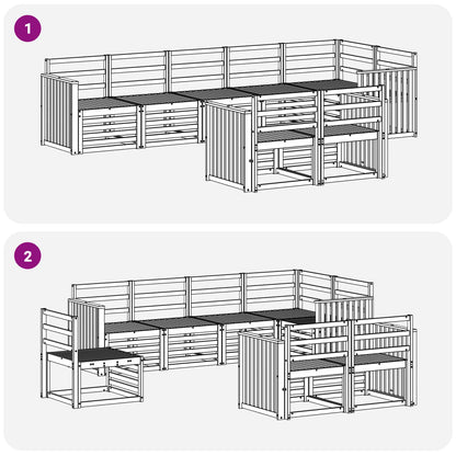 vidaXL Outdoor Sofa Set 8 pcs White Solid Acacia Wood 6