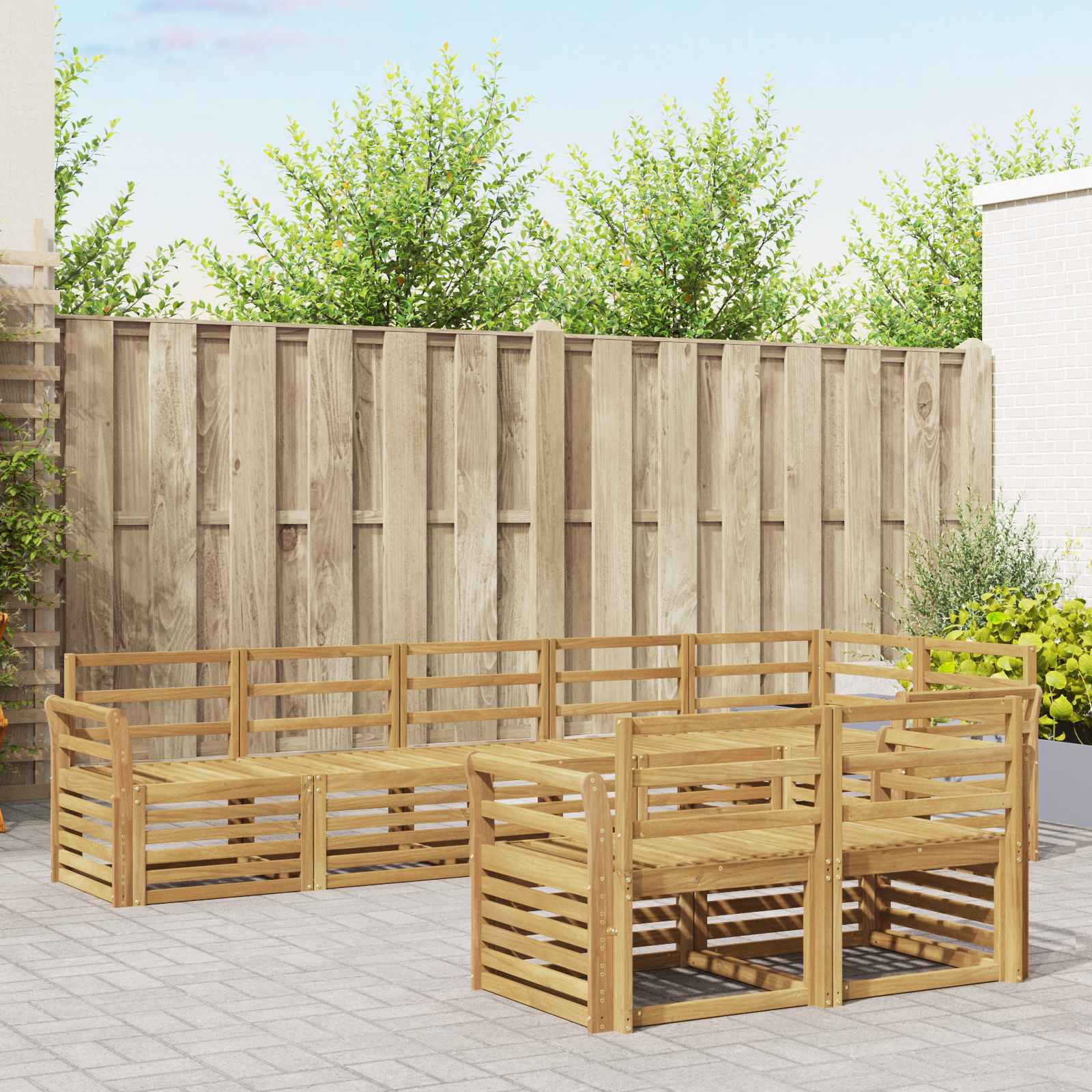 vidaXL Outdoor Sofa Set 8 pcs White Solid Acacia Wood 1