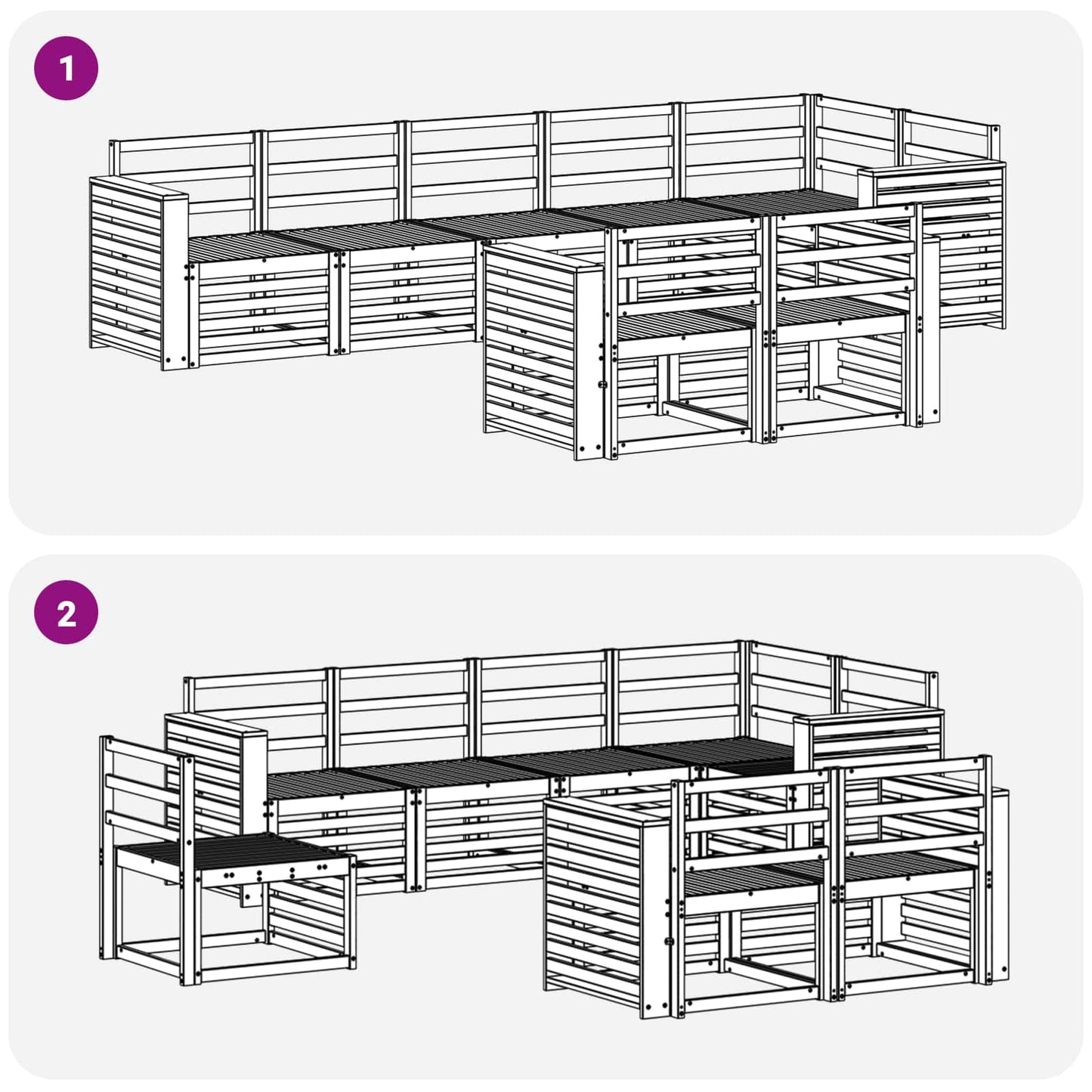 vidaXL Outdoor Sofa Set 8 pcs White Solid Acacia Wood 6