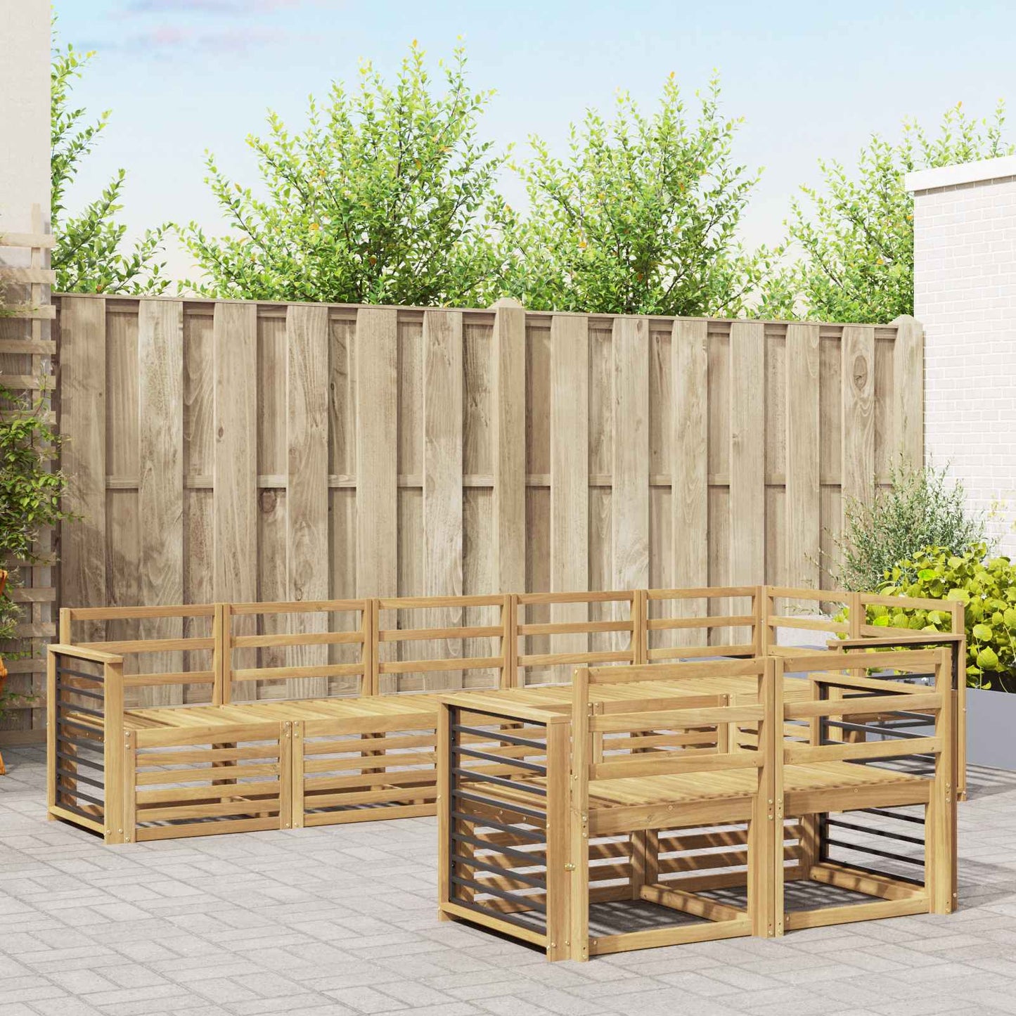 vidaXL Outdoor Sofa Set 8 pcs White Solid Acacia Wood 1