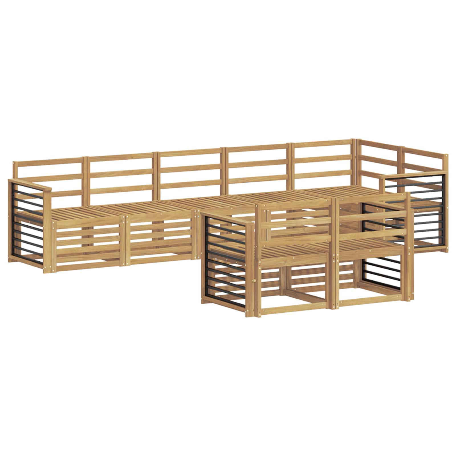 vidaXL Outdoor Sofa Set 8 pcs White Solid Acacia Wood 2